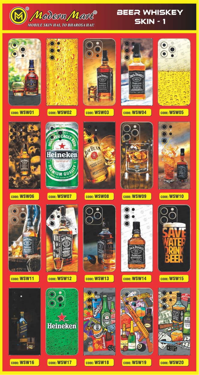Beer and whiskey themed mobile skin